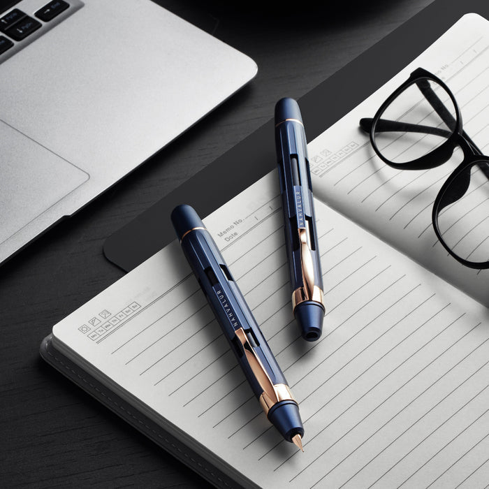 Nahvalur Eclipse Fountain Pen - Cobalt - Rose Gold Trim - Pen Boutique Ltd