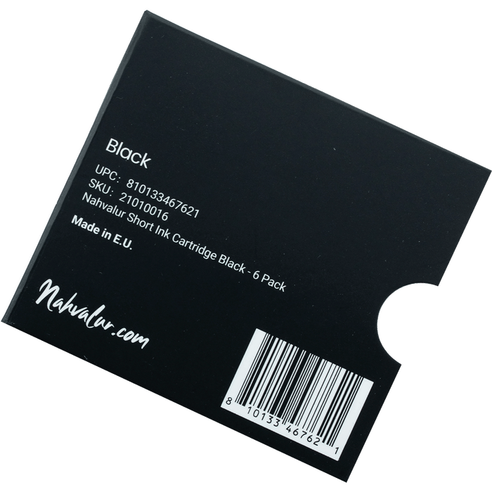 Nahvalur Short Ink Cartridge - Black (6 Per Pack) - Pen Boutique Ltd