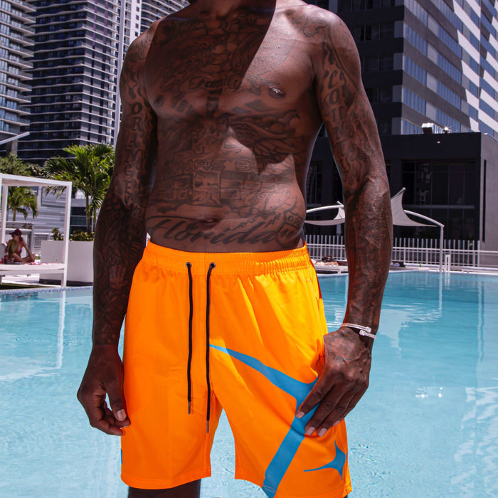 Neon Orange Summer Board Shorts - The GLD Shop