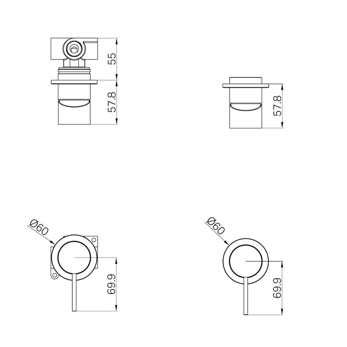 Nero Mecca Shower Mixer 60mm Plate Trim Kits Only Gun Metal
