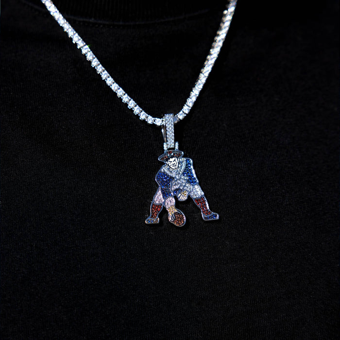 New England Patriots Official NFL Vintage Logo Pendant in White Gold