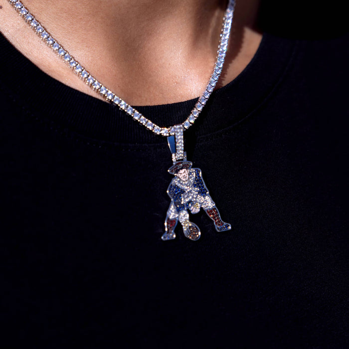 New England Patriots Official NFL Vintage Logo Pendant in White Gold