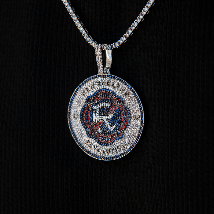 New England Revolution Official MLS Logo Pendant in White Gold