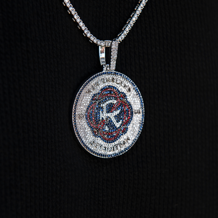 New England Revolution Official MLS Logo Pendant in White Gold