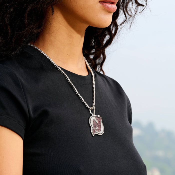 New Jersey Devils Official NHL Logo Pendant in White Gold