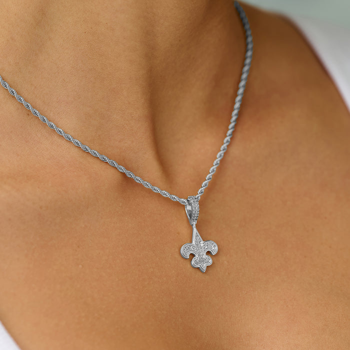 New Orleans Saints Official NFL Micro Logo Solid Pendant in White Gold