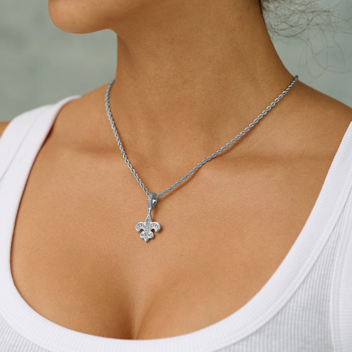 New Orleans Saints Official NFL Micro Logo Solid Pendant in White Gold