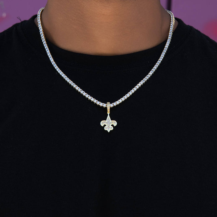 New Orleans Saints Official NFL Micro Logo Solid Pendant in Yellow Gold