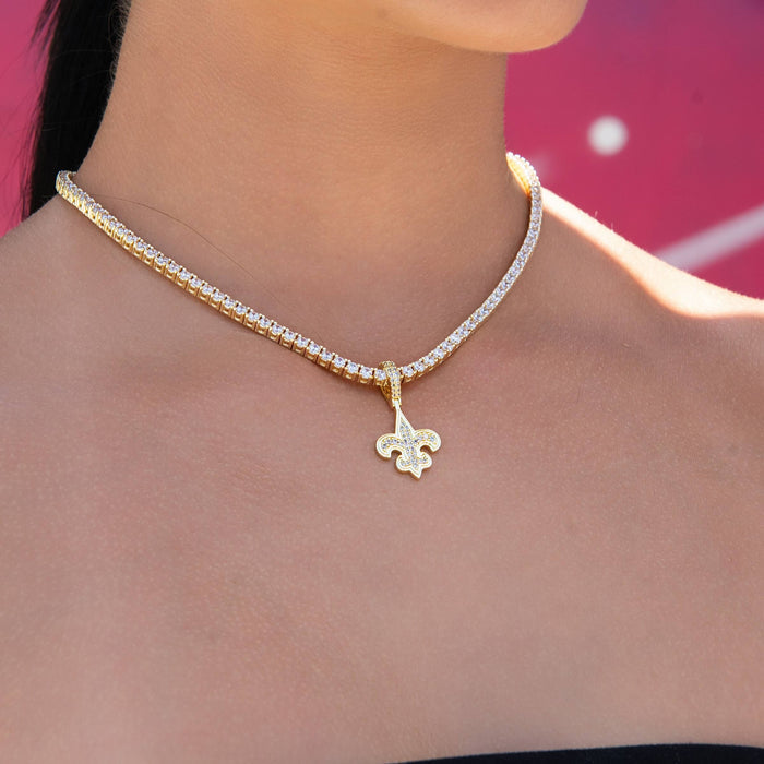 New Orleans Saints Official NFL Micro Logo Solid Pendant in Yellow Gold