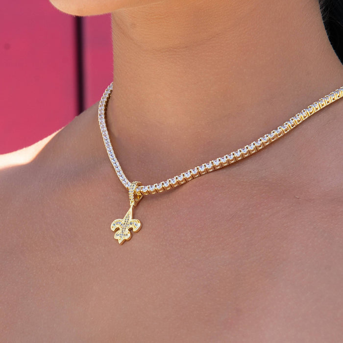 New Orleans Saints Official NFL Micro Logo Solid Pendant in Yellow Gold