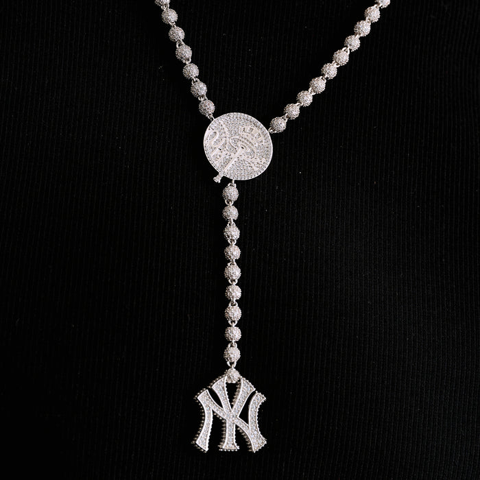 New York Yankees Official MLB Lariat in White Gold