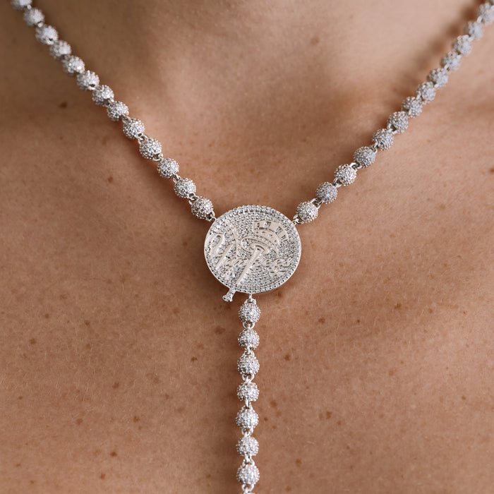 New York Yankees Official MLB Lariat Necklace in White Gold