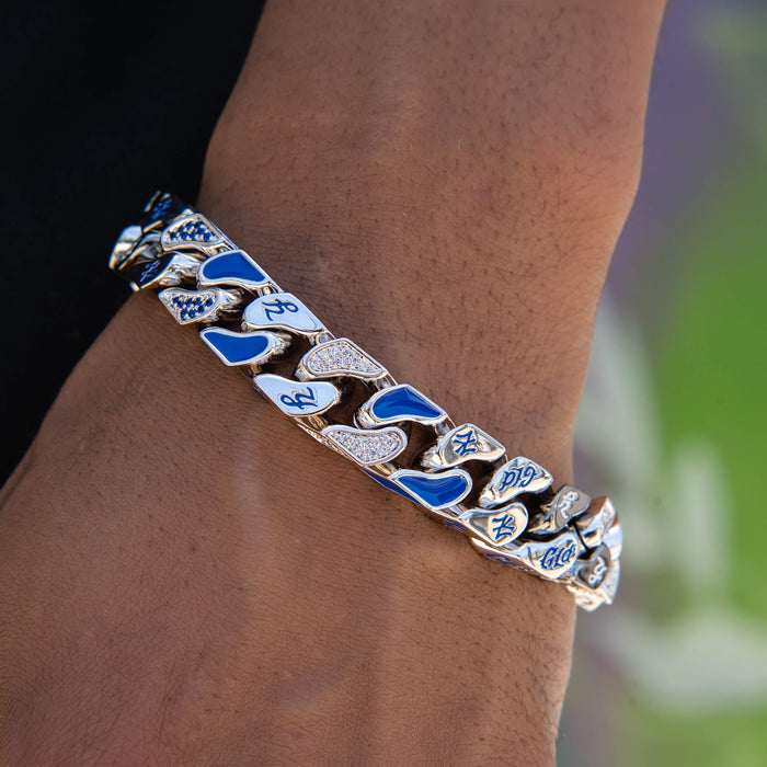 New York Yankees Official MLB Stealth Cuban Bracelet in White Gold