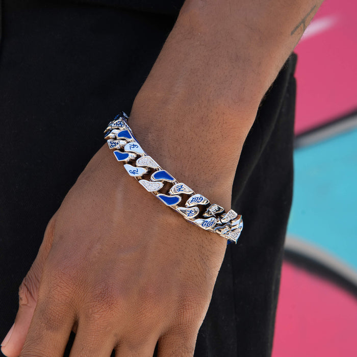 New York Yankees Official MLB Stealth Cuban Bracelet in White Gold