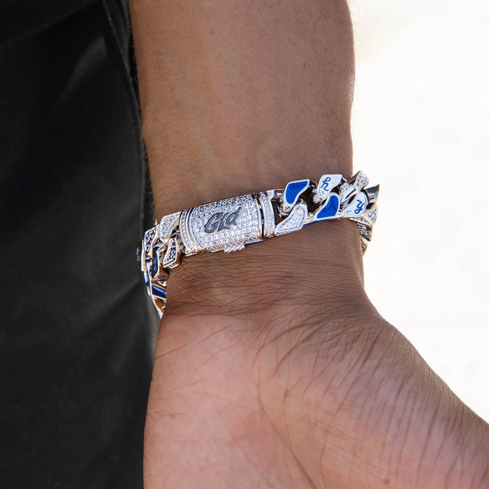New York Yankees Official MLB Stealth Cuban Bracelet in White Gold