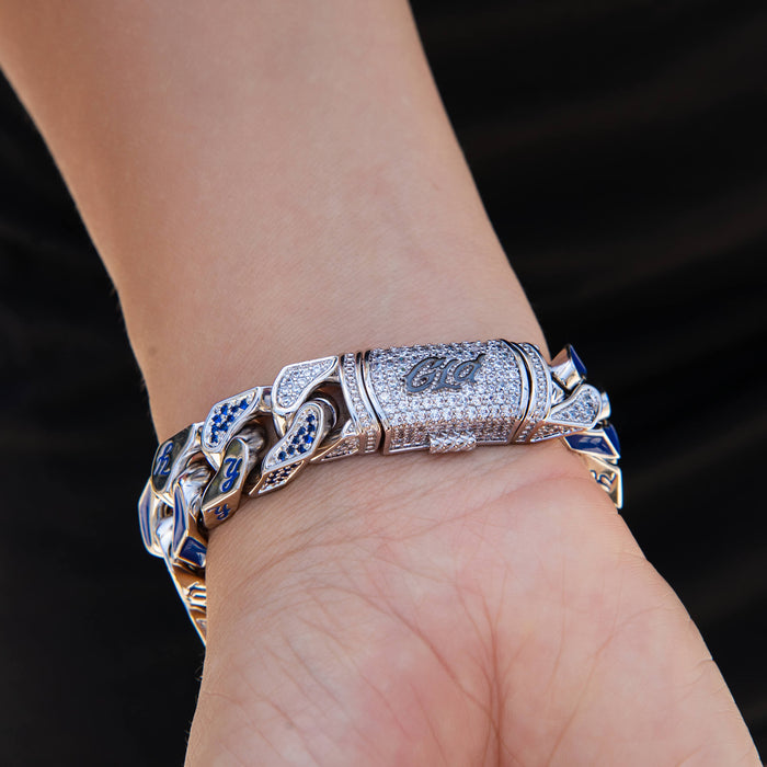 New York Yankees Official MLB Stealth Cuban Bracelet in White Gold