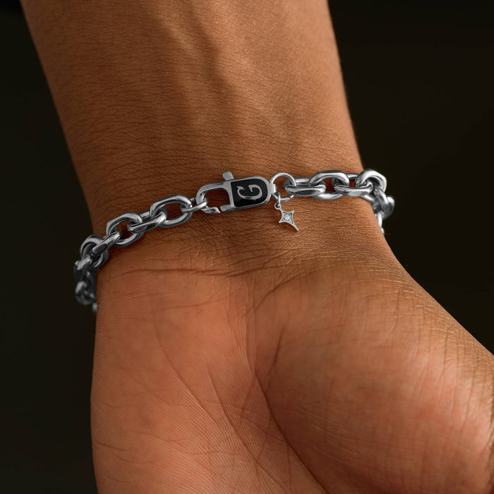 Open Box Chain Bracelet in White Gold - 6mm
