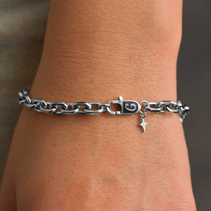 Open Box Chain Bracelet in White Gold - 6mm