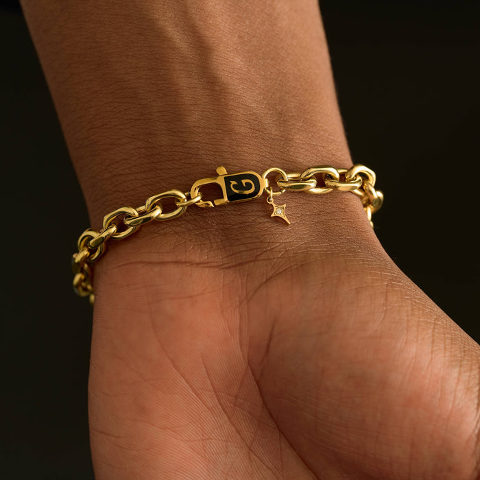 Open Box Chain Bracelet in Yellow Gold - 6mm