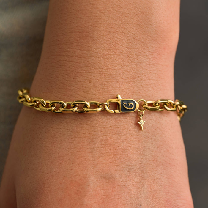 Open Box Chain Bracelet in Yellow Gold - 6mm