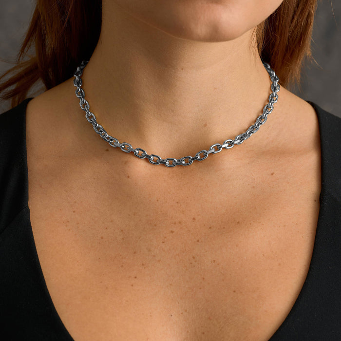 Open Box Chain Necklace in White Gold - 6mm