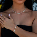 Open Box Necklace + Bracelet in White Gold - 3.6mm