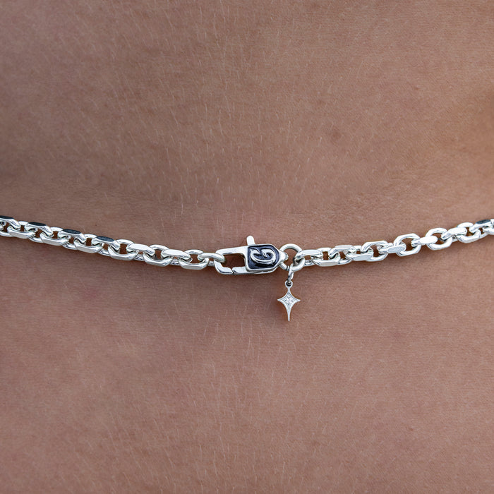 Open Box Necklace + Bracelet in White Gold - 3.6mm