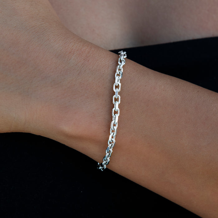 Open Box Necklace + Bracelet in White Gold - 3.6mm