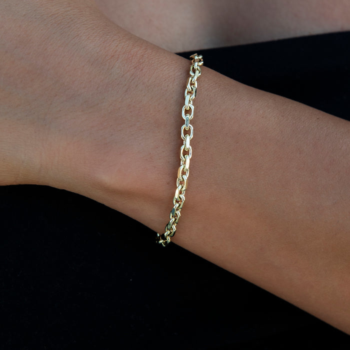 Open Box Necklace + Bracelet in Yellow Gold - 3.6mm