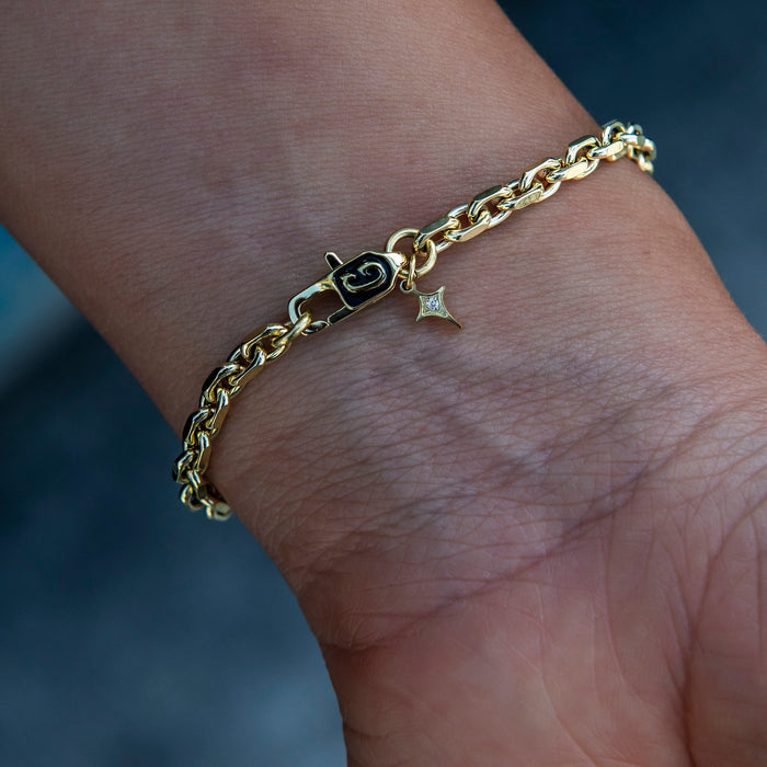 Open Box Necklace + Bracelet in Yellow Gold - 3.6mm