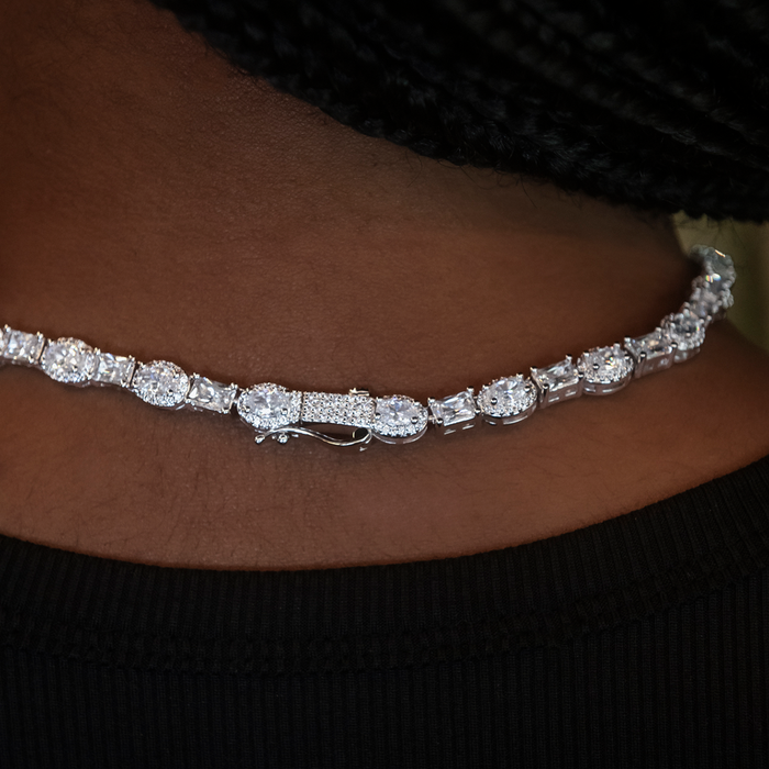 Oval Emerald Cut Tennis Necklace