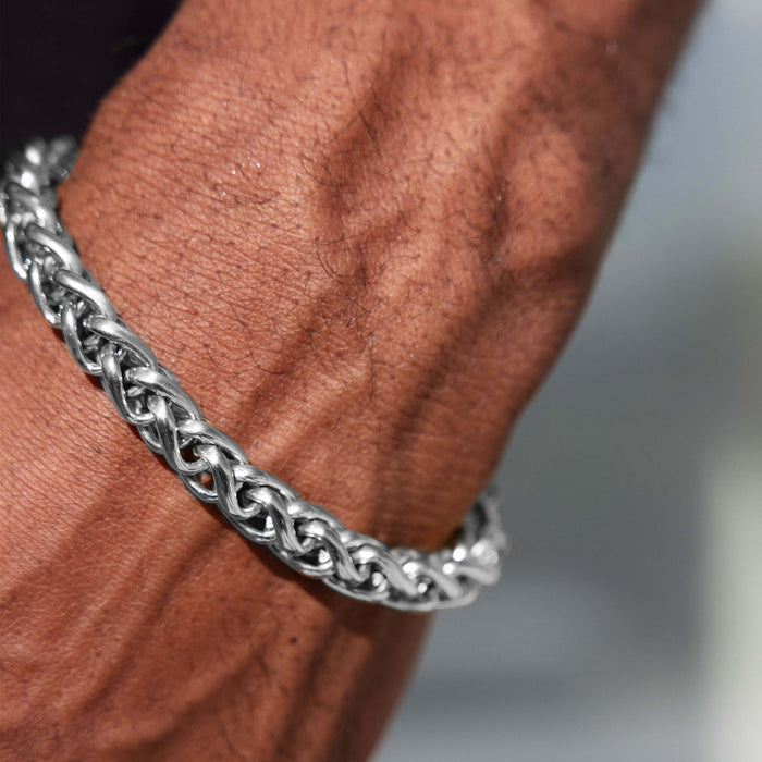 Palm Chain Bracelet in White Gold - 8mm