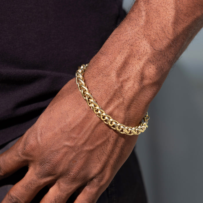Palm Chain Bracelet in Yellow Gold - 8mm