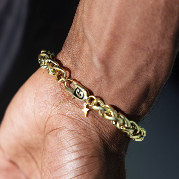 Palm Chain Bracelet in Yellow Gold - 8mm