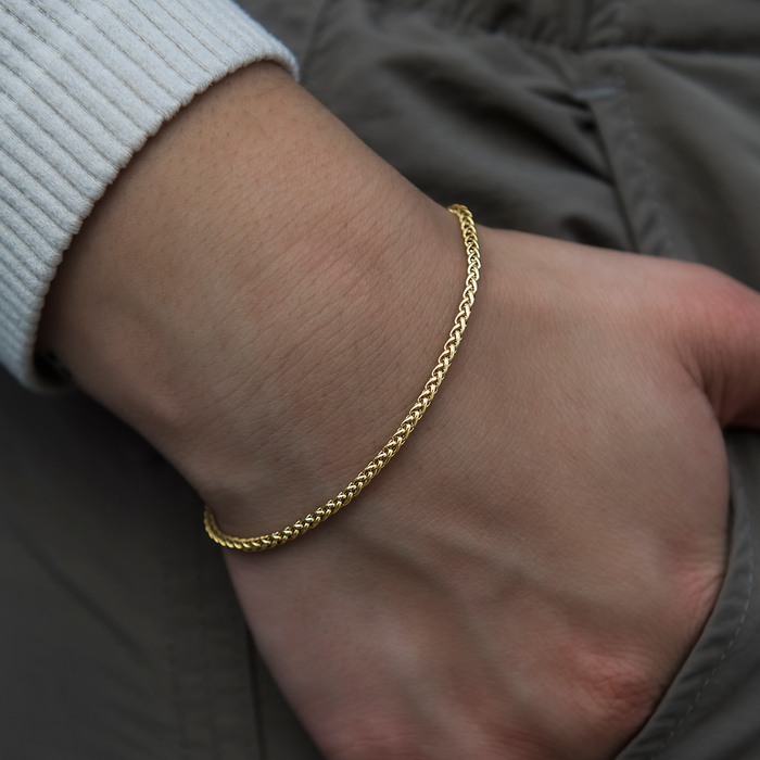 Palm Chain Bracelet in Yellow Gold- 2mm