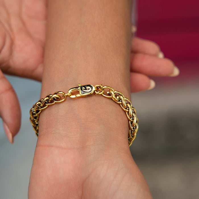 Palm Chain Bracelet in Yellow Gold- 6mm