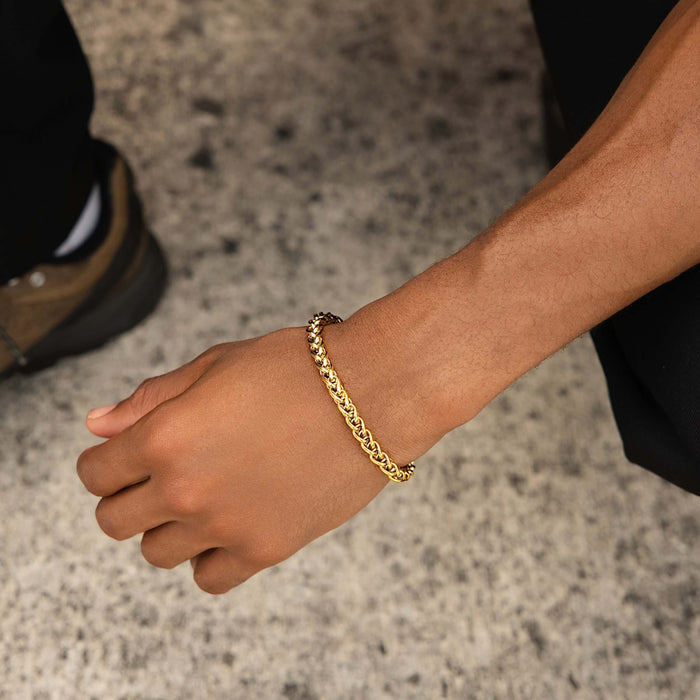 Palm Chain Bracelet in Yellow Gold- 6mm