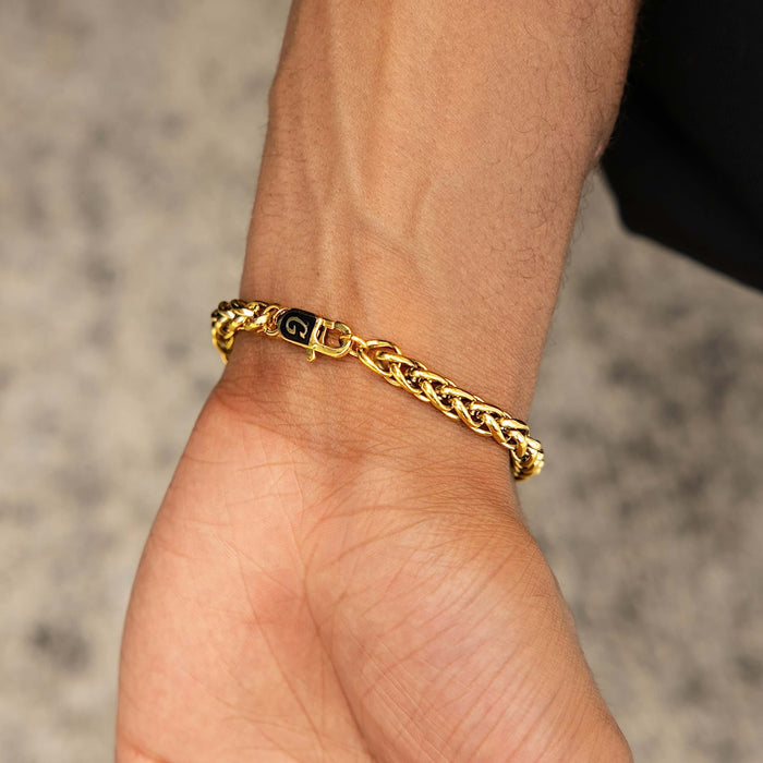 Palm Chain Bracelet in Yellow Gold- 6mm