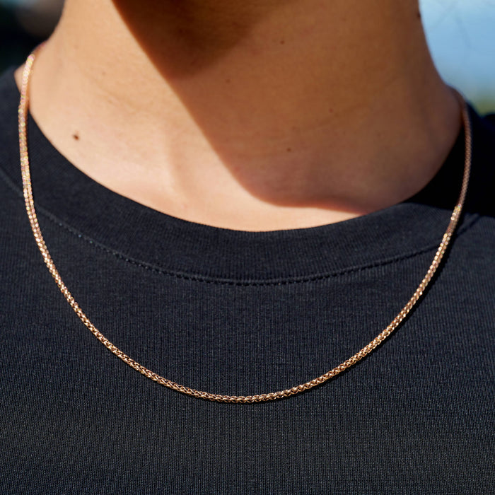 Palm Chain Necklace in Rose Gold - 2mm