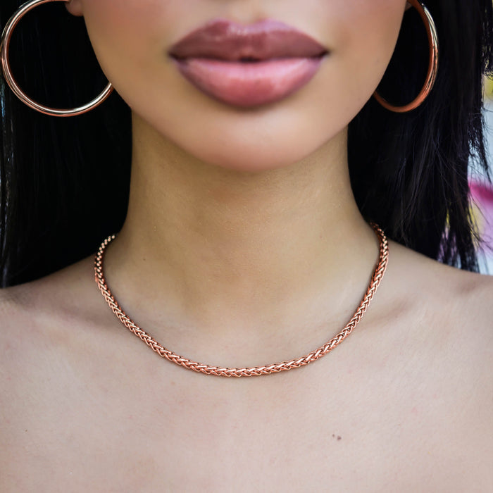 Palm Chain Necklace in Rose Gold - 4mm