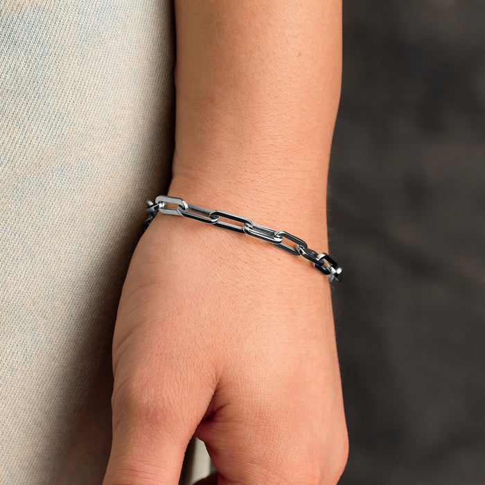 Paper Clip Chain Bracelet in White Gold - 5mm