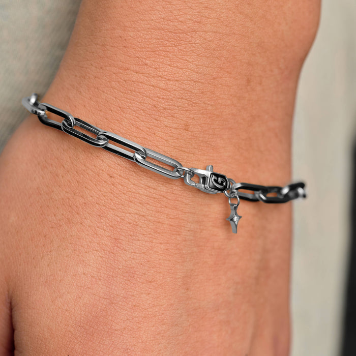 Paper Clip Chain Bracelet in White Gold - 5mm