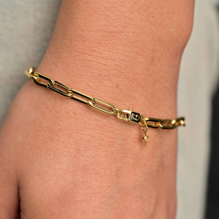 Paper Clip Chain Bracelet in Yellow Gold - 5mm
