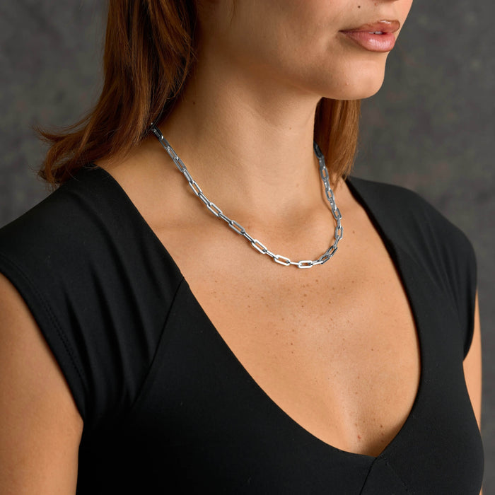Paper Clip Chain Necklace in White Gold - 5mm
