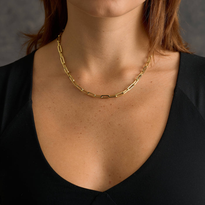 Paper Clip Chain Necklace in Yellow Gold - 5mm