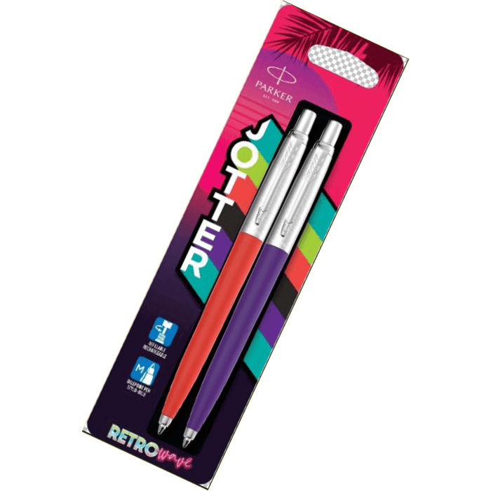 Parker Jotter Ballpoint Pens - 80'S Retrowave Red & Purple - Pen Boutique Ltd