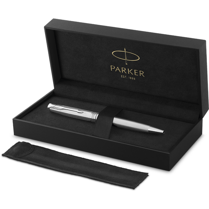 Parker Sonnet Ballpoint Pen - Ciselé Palladium - Chrome Trim (Special Edition) - Pen Boutique Ltd