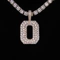 Pave Number Pendants in Yellow Gold