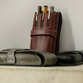 Pen Boutique Yak Leather Triple Pen Holder - Crazy Horse - Caramine/Black - Pen Boutique Ltd