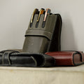 Pen Boutique Yak Leather Triple Pen Holder - Crazy Horse - Celedon/Black - Pen Boutique Ltd